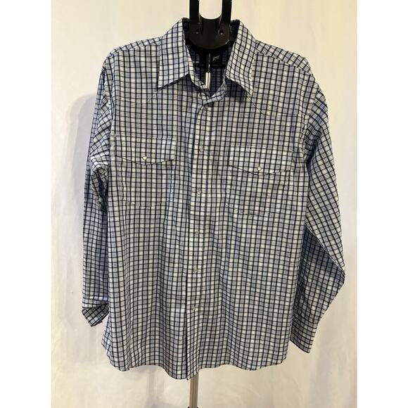 NWT Wrangler Blue Plaid Button Up Shirt Men's size XL - Picture 1 of 5